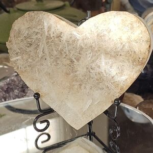 Gorgeous Large Quartz Heart With Sparkly Quartz Needles 5" X 4" With Stand